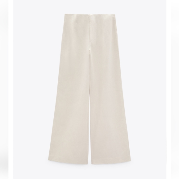 ZARA * Linen Blend High Waisted Wide Leg Pants - Picture 3 of 7